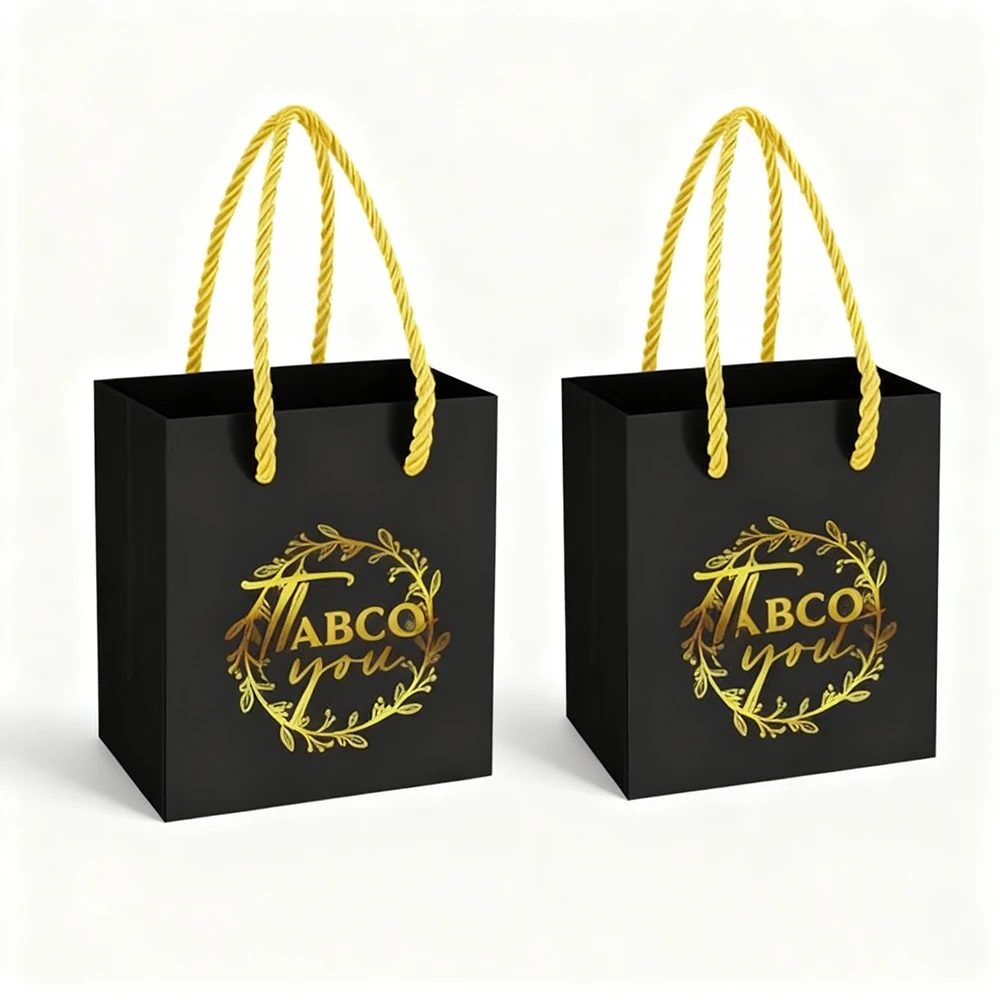 Individuell Print Gold Logo Thank You Geschenk Clothing Schwarz Kraft