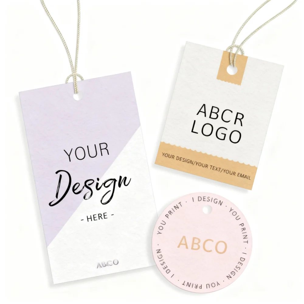 Personnalisé Designed Clothing Hang Tags Name Logo Imprimé Papier Labels