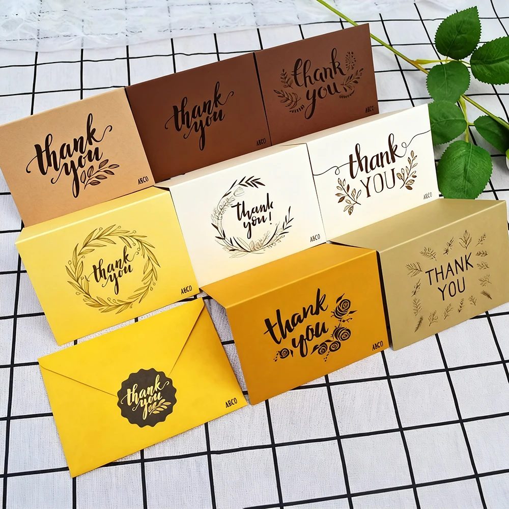 Die Cut Thank You Cadeau Cards Envelope Business Greeting Papier