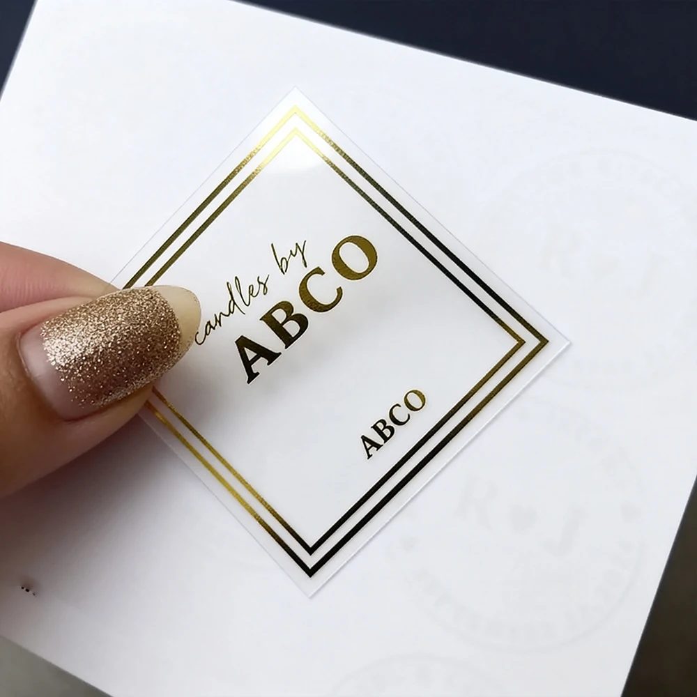 Noir Doré Foil Sticker Transparent Personnalisé Cosmétique Logo Wedding Personnalisé