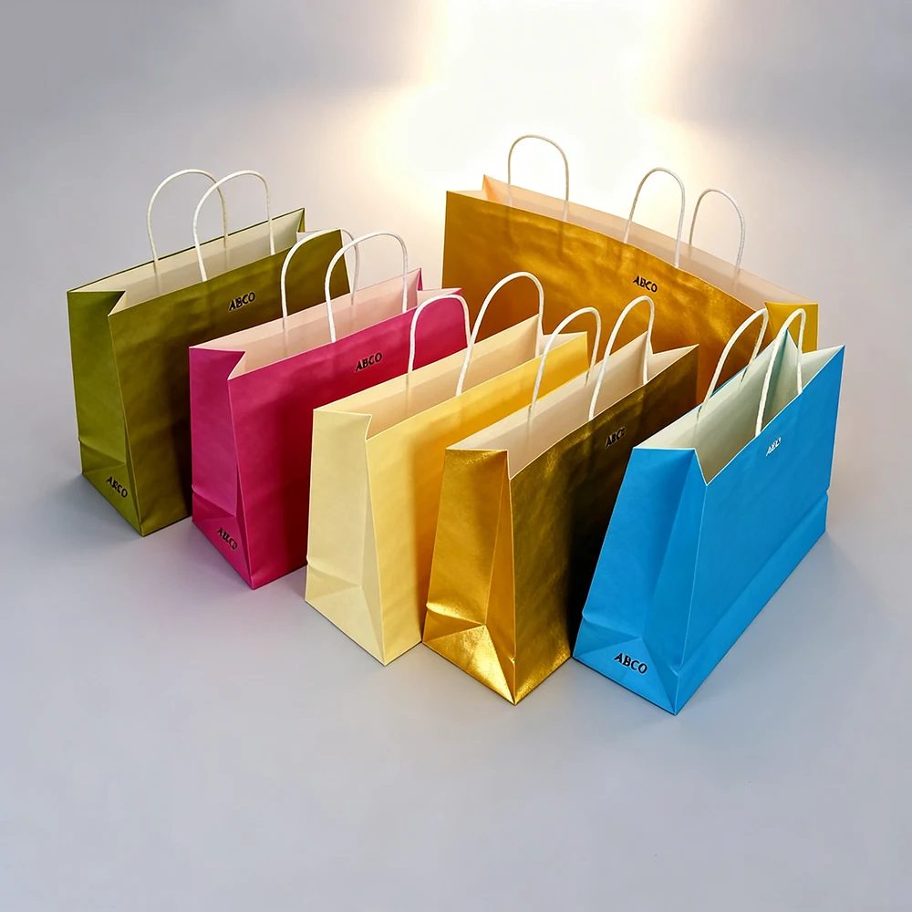 Personnalisé Eco Kraft Poignées Papier Bags