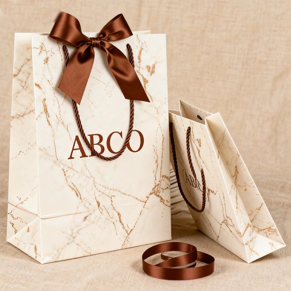 Luxe Blanc Noir Cadeau Shopping Sac en Papier Clothing Personnalisé Emballage