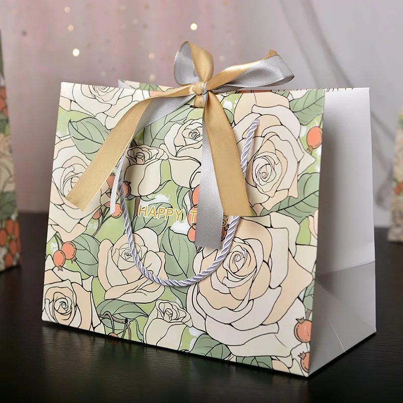 Individuell Bedruckt Luxus Champagne Roses Papier Geschenk Tasche
