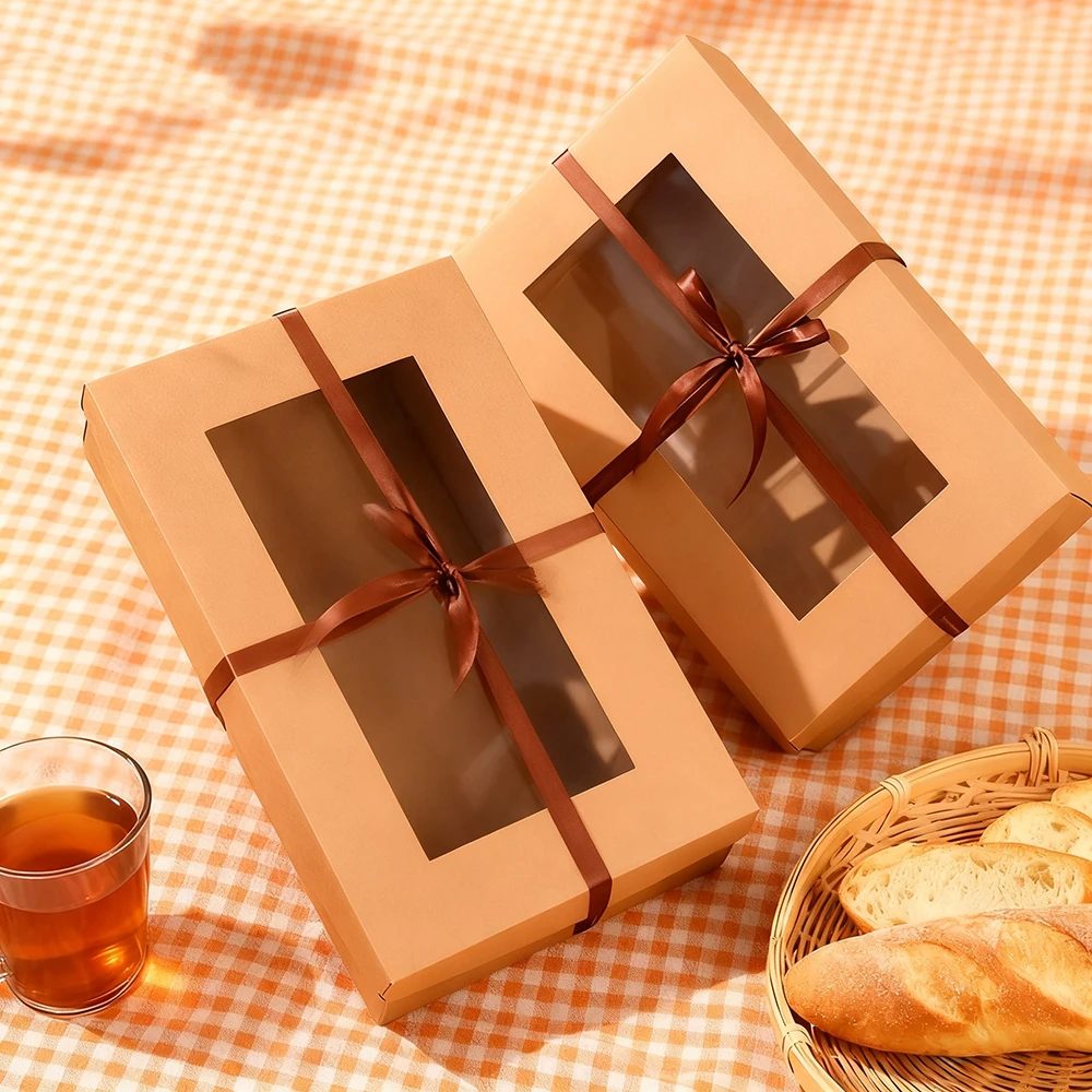 Outdoor Picnic Boîte Disposable Kraft Papier Boîte Crisper Lunch Boîte