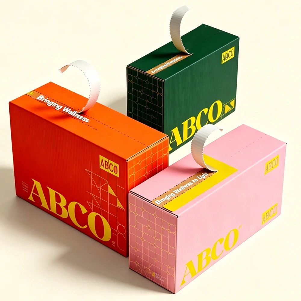 Custom Designed Corrugated Recycled Materials Self Adhesive Tear Off Zipper