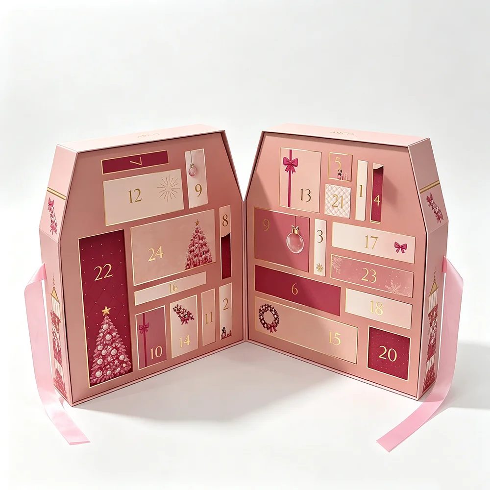 Magnetic Closure Embossed Matte Paperboard Custom Advent Calendar Gift Packaging