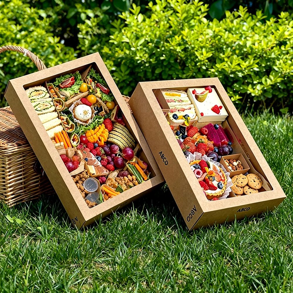 High-end Disposable Kraft Papier Lunch Boîte