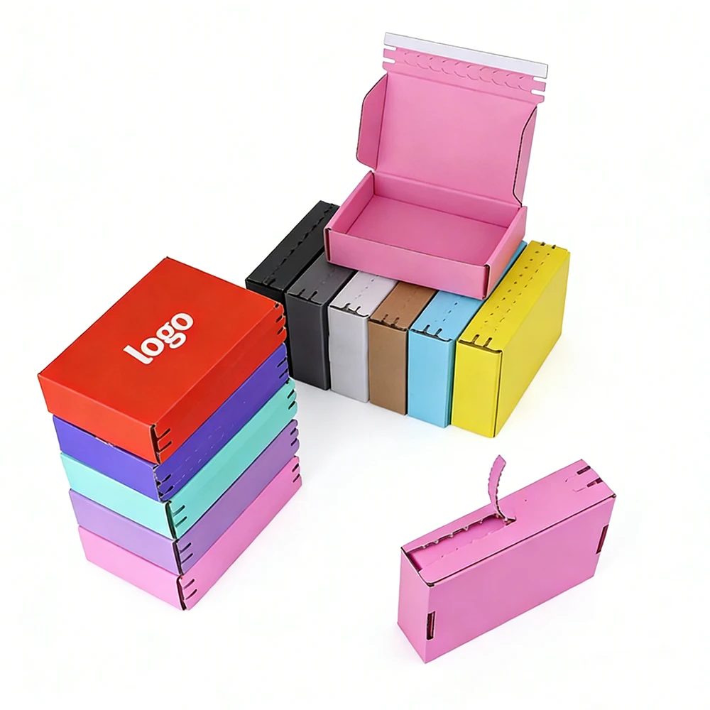 Low Moq Corrugated Matte Logo Pink Self Erecting Gift Packaging