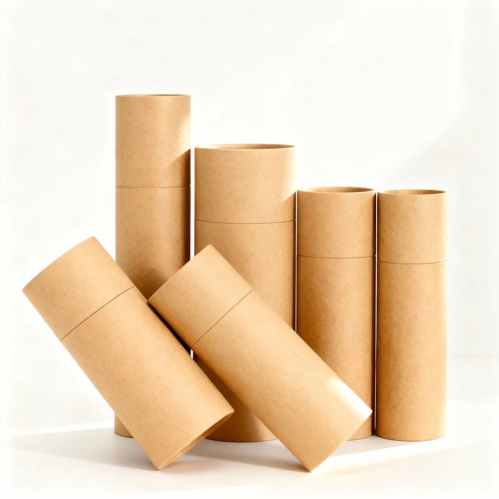 Luxe Personnalisé Round Kraft Étui Tube Boîte