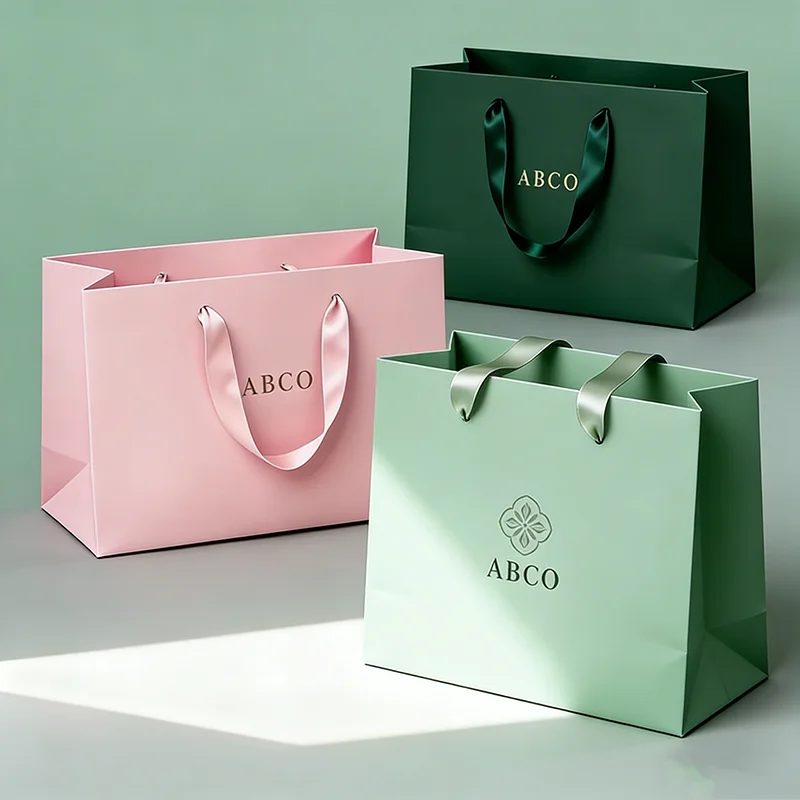 Personnalisé Recycled Materials Rose Kraft Papier Cadeau Bags