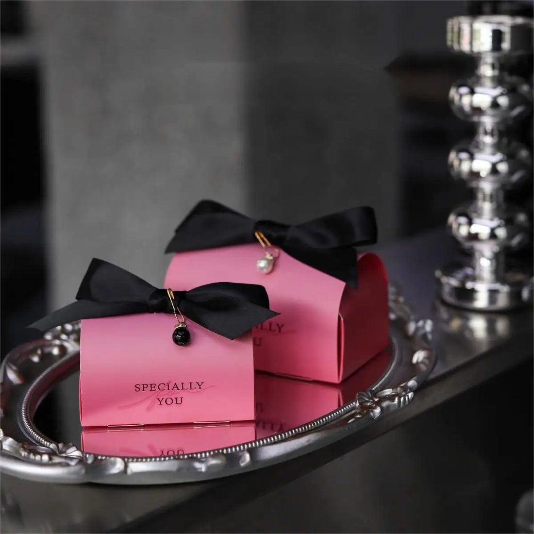 Valentine's Tag Papier Candy Box Rosa Verpackung Cookie Box