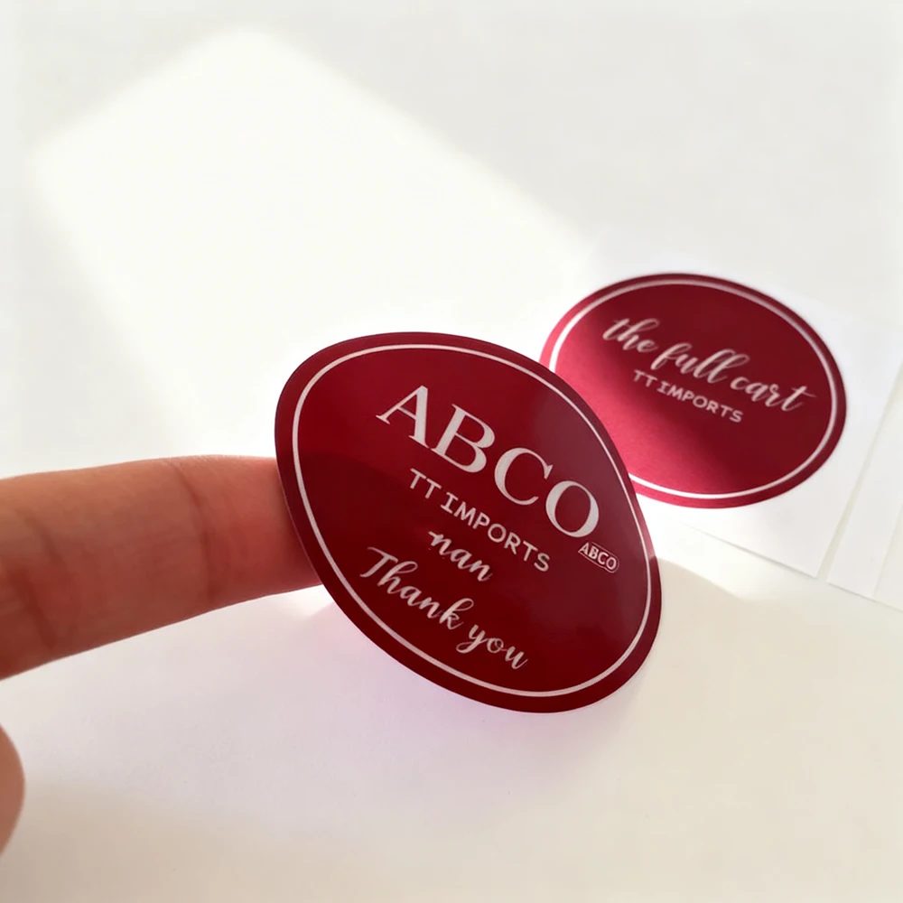 Logo Personnalisé Imprimé Clear Gloss Waterproof Polyester Sticker Single Sided