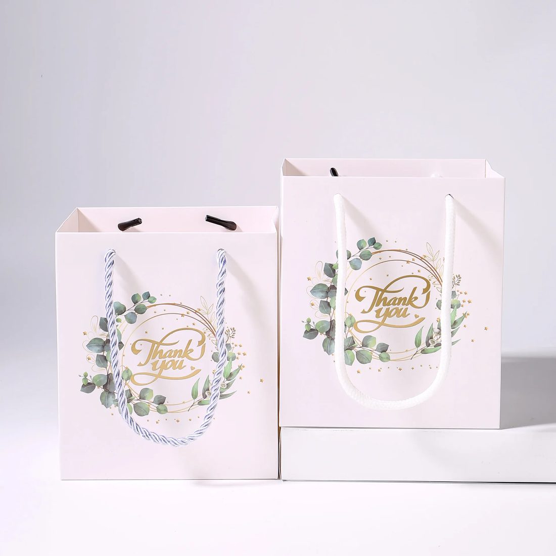 Custom Printed Paper Gift Bags Ribbon Handle Luxury Packaging