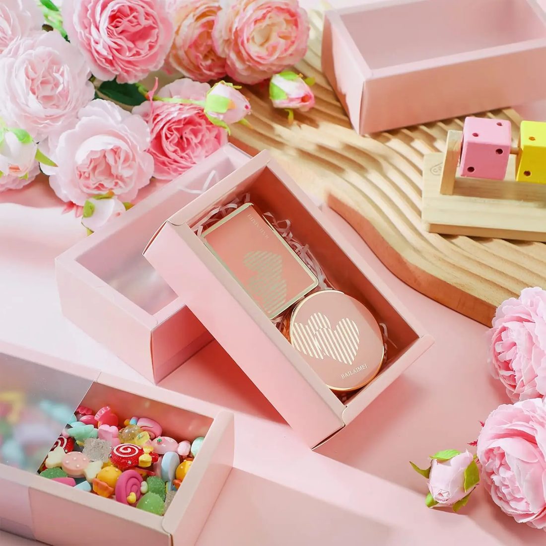 Rose Papier Boxes For Food Cosmetics Delicate Cute Style