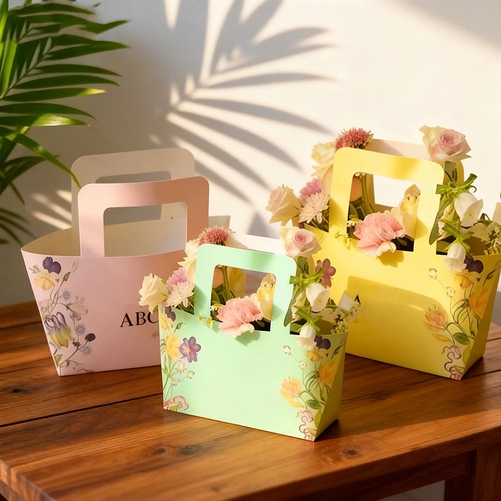 Individuell Brand Klein Papier Floral Handbag Griffe Portable Rose Decorative