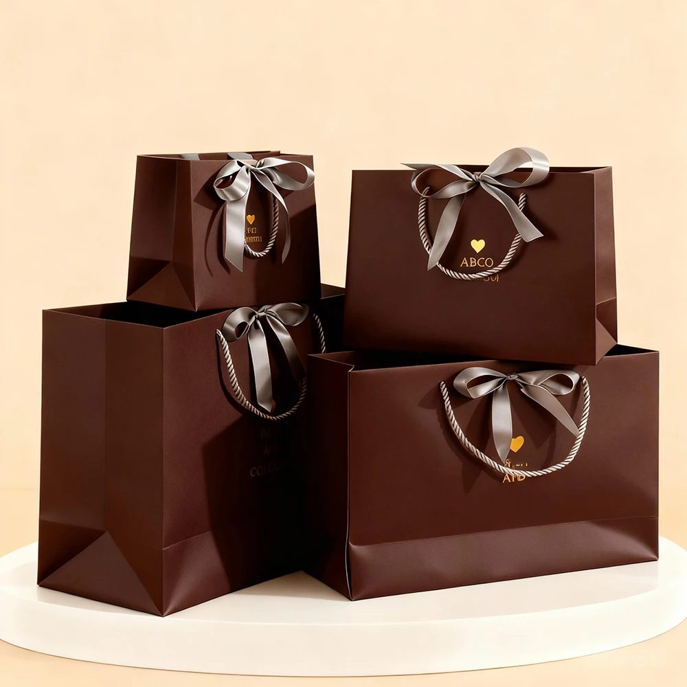 Individuell Luxus Clothing Verpackung Durable Brown Reusable Shopping Papiertüte