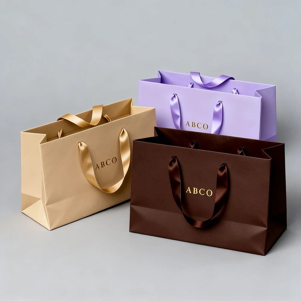 Individuell Bedruckt Brown Papier Bags Reusable Shopping Geschenk Karton Verpackung