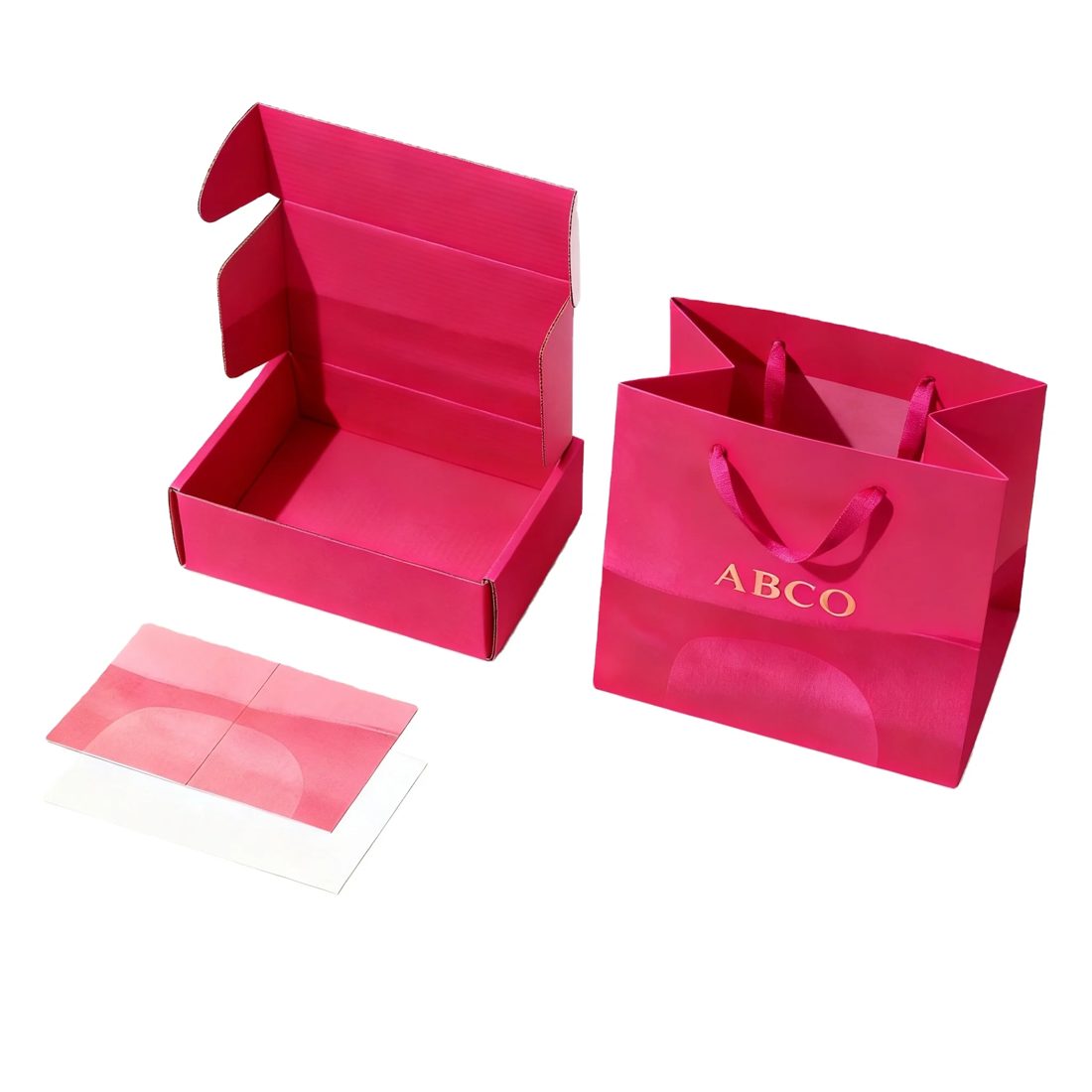 Low Moq Corrugated Self Erecting 4c Bedruckt Logo Rosa Geschenk