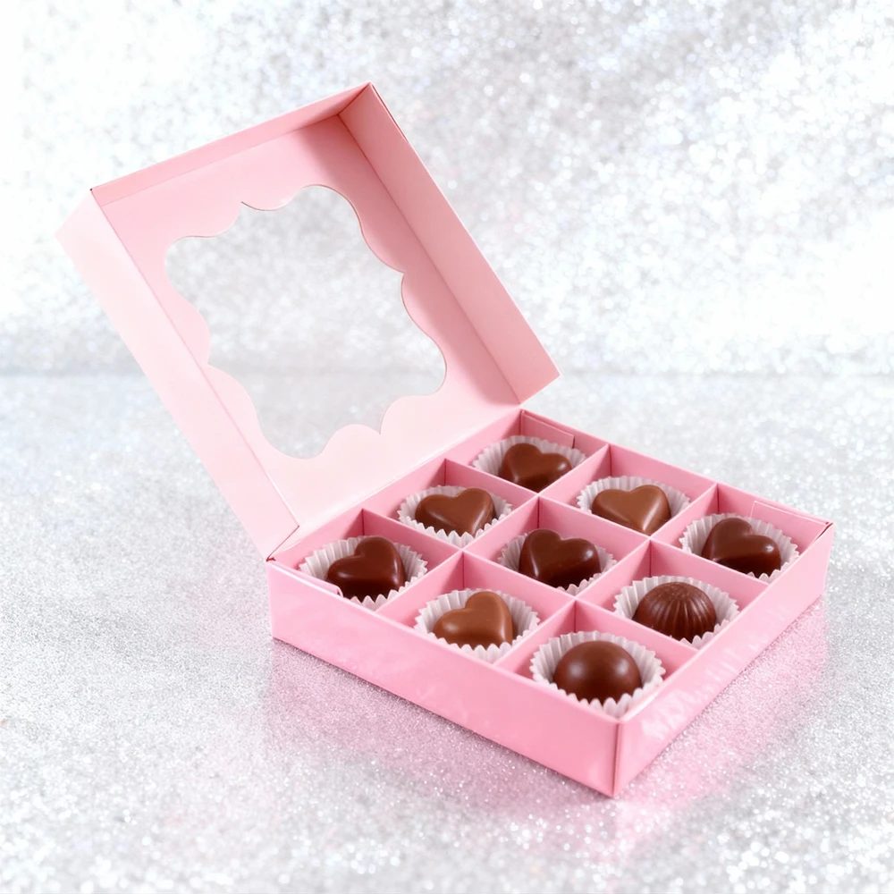 Handmade Weiß Rosa Foil Schokolade Papier Boxes