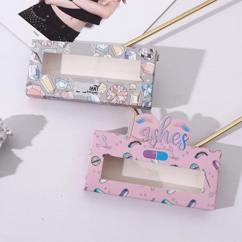 Individuell Cardstock Box Glossy Lamination Elegant Embossed Eyelash Verpackung