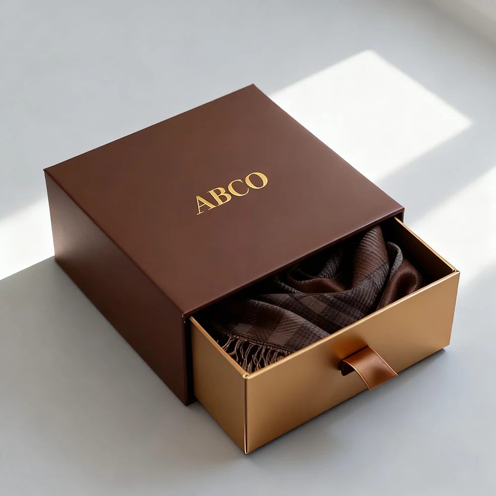 Luxus Logo nach Maß Schmuckkästchen Brown Sliding Schubladenbox
