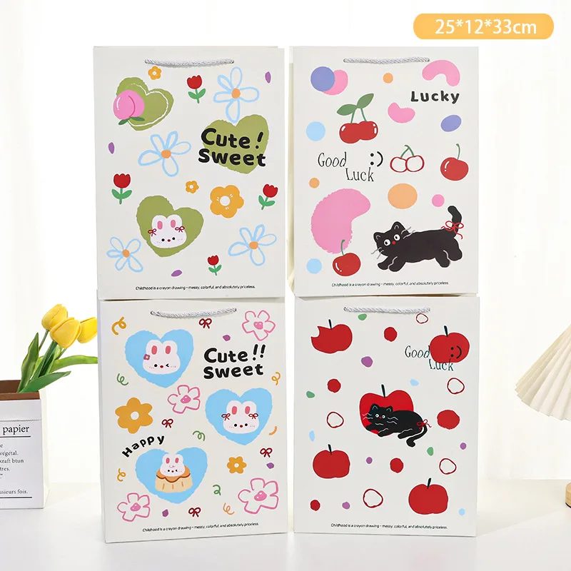 Cartoon Design Kraft Papier Tote Tasche