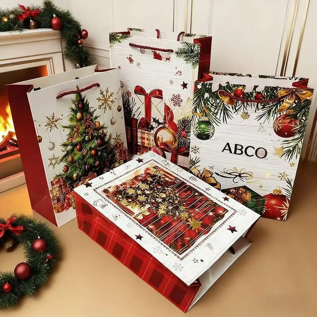 Weihnachten Art Papier Geschenk Tasche Festival Tote Bags
