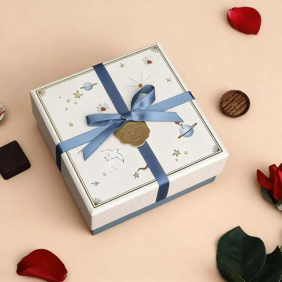 Blanc And Blue Magnétique Set Coffret Cadeau Étui Emballage