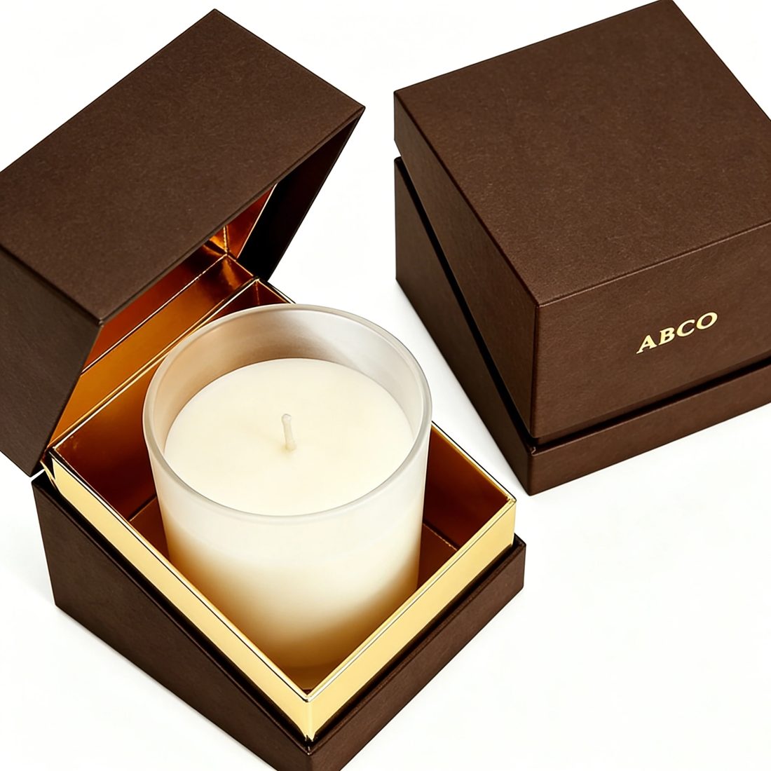 Individuell Magnetisch Starr Candle Box Brown Textured Papier Geschenk Case