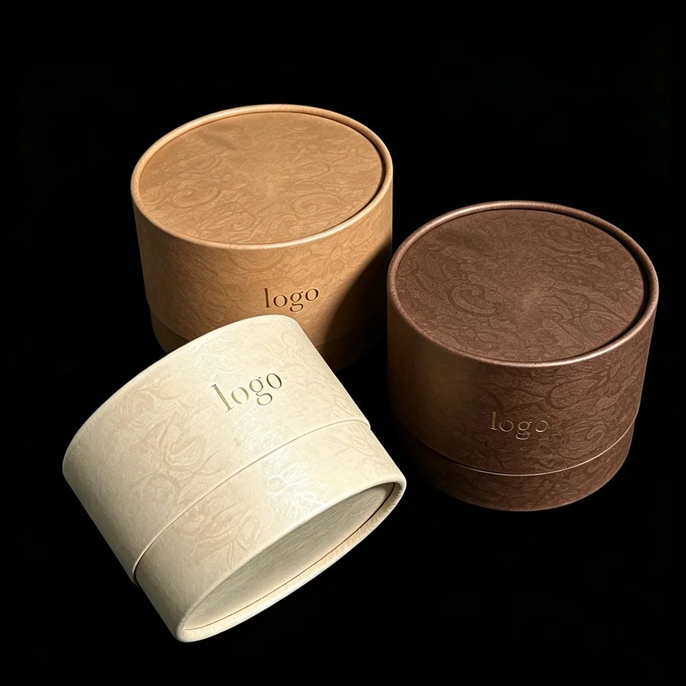 Luxe Logo Personnalisé Premium Grade Cylinder Round Rigide Coffret Cadeau