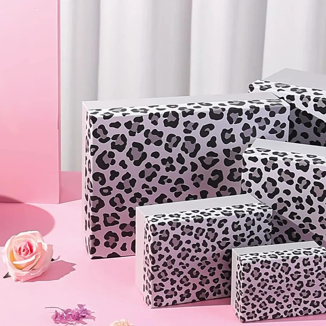 Luxus Premium Design Corrugated Leopard Print Papier Sneaker Shoes Box
