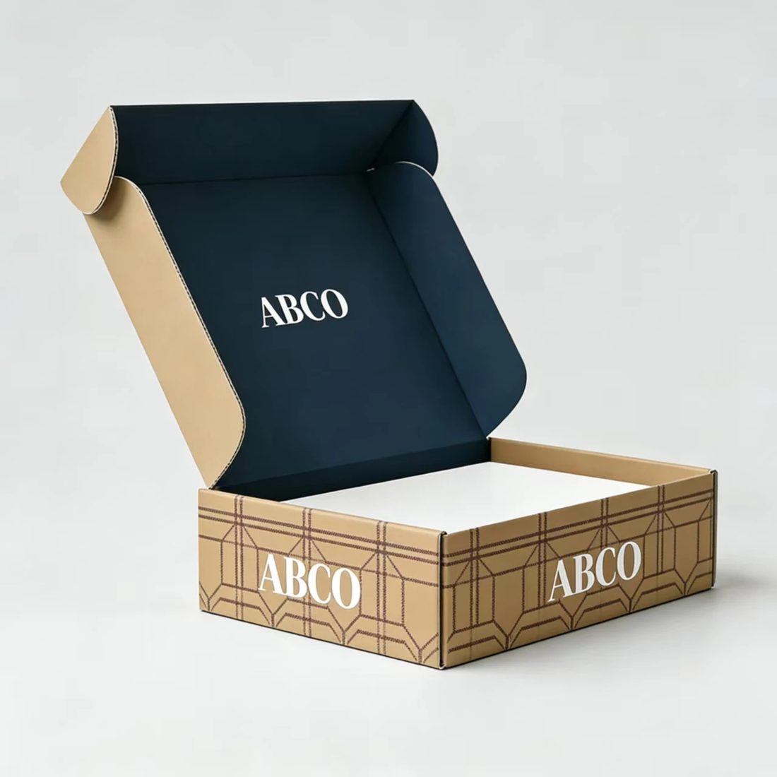 Individuell Bedruckt Logo Self Erecting Falt Paperboard Mailers Schwarz Shipping