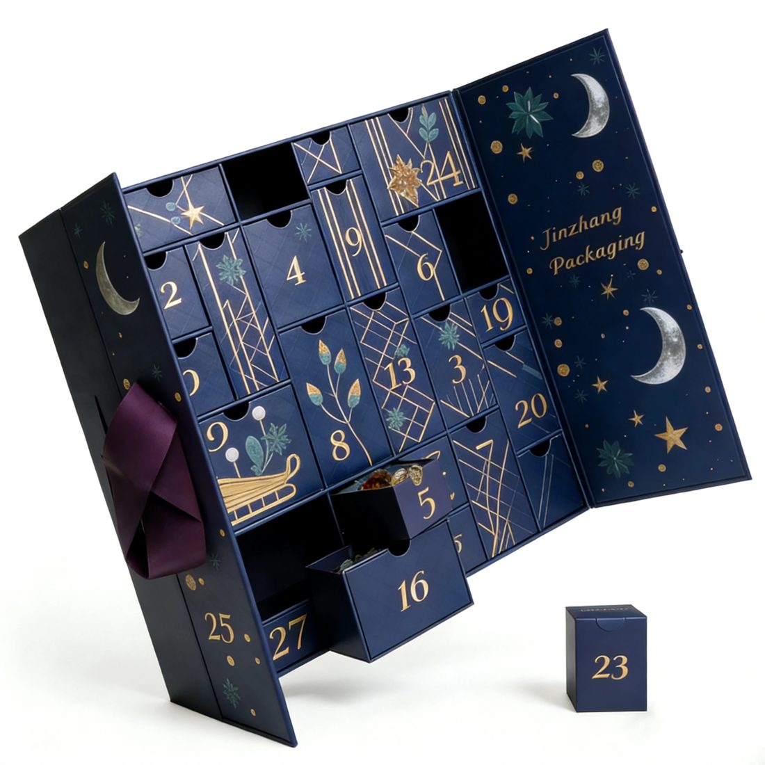 Impression Personnalisée Rigide Étui Papier Coffret Cadeau Calendrier de l'Avent