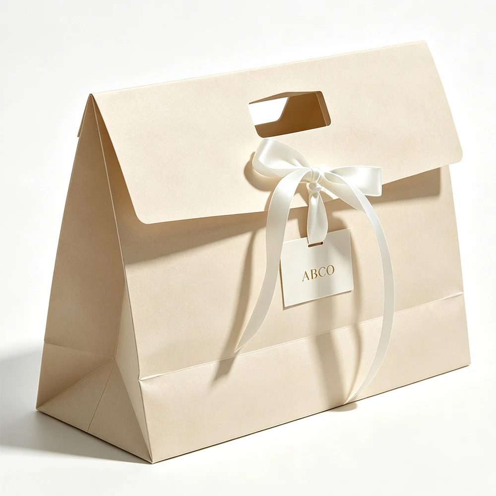 Individuell Bedruckt Recycled Kraft Papier Luxus Bow Tie Einkaufstasche