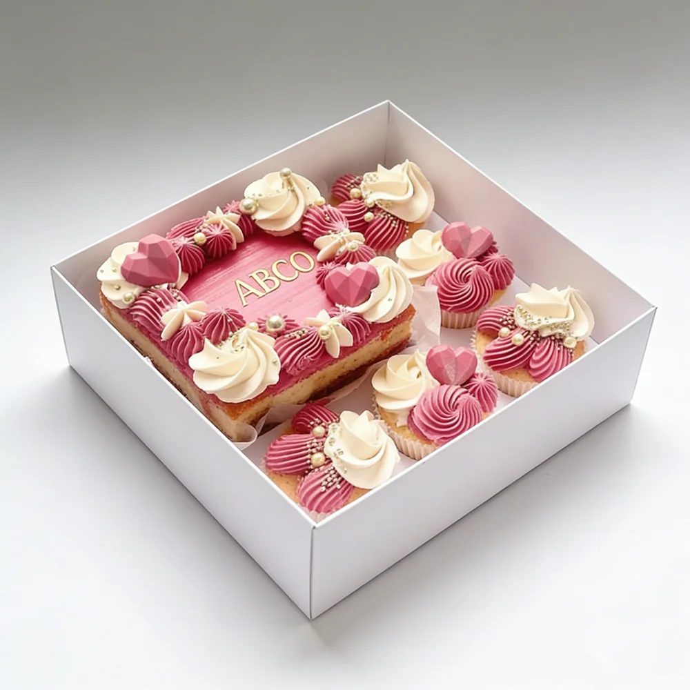 Individuell Food-grade Anti-grease Bakery Cake Package Ivory Board UV Coating