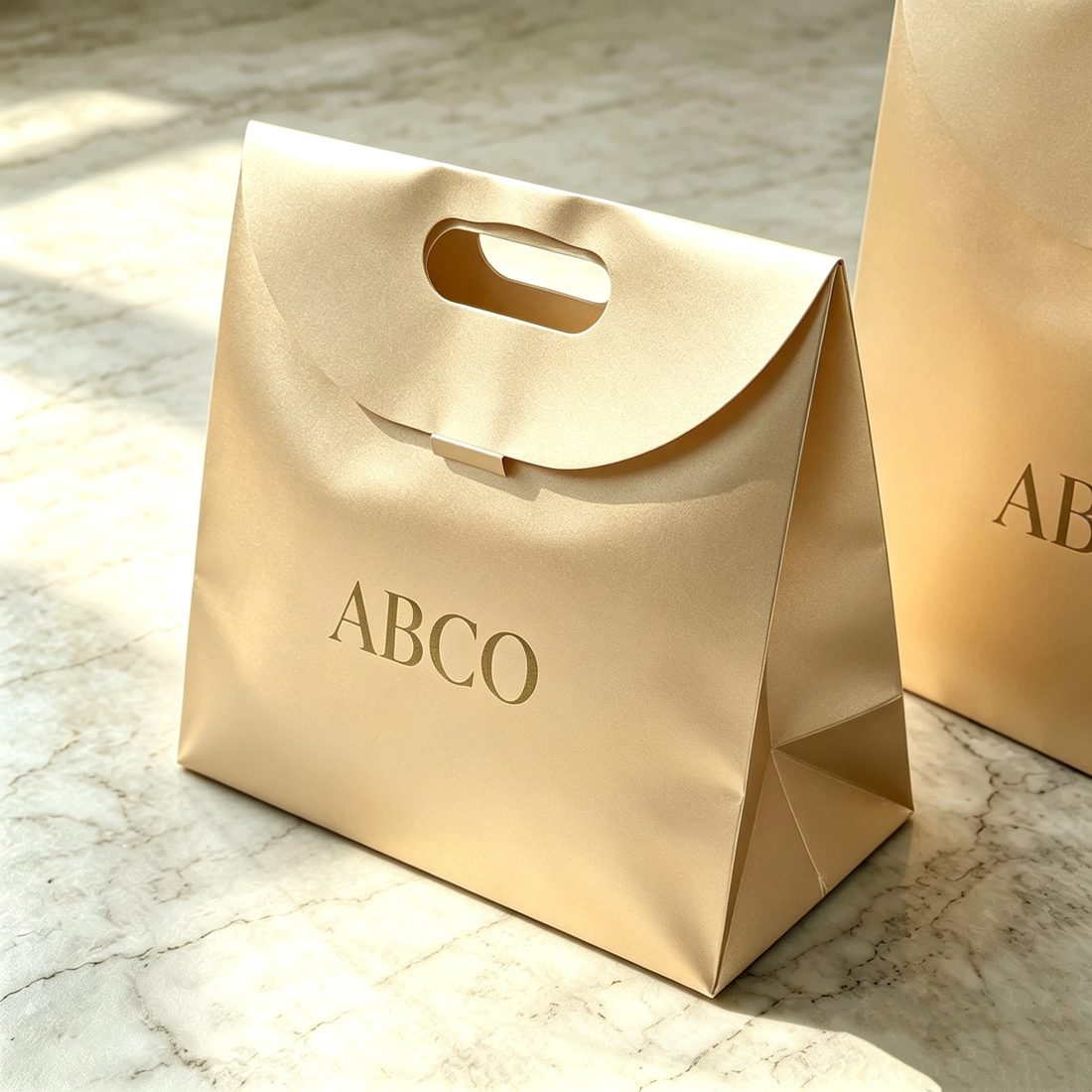 Luxe Cream Beige Papier Sac Shopping Cadeau Emballage