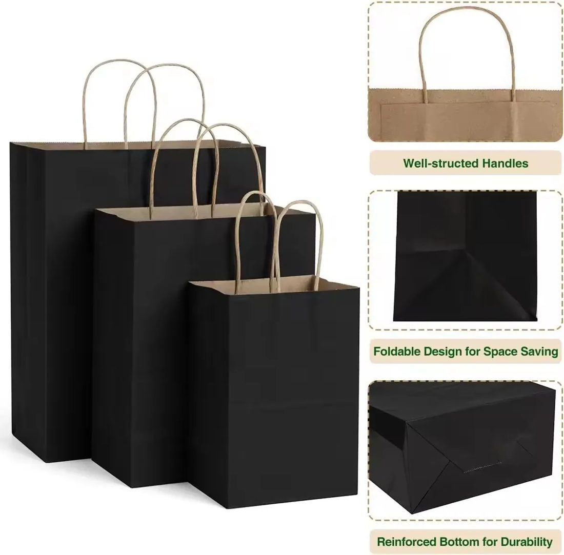 Luxus Schwarz A4 Geschenk Papiertüte Individuell Print Verpackung