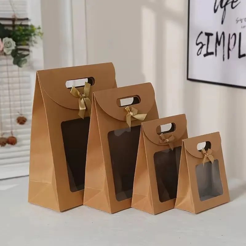 Individuell Kraft Papier Geschenk Bags Sichtfenster Verpackung