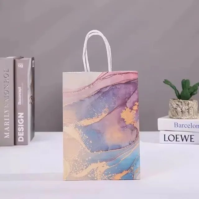 Luxus Papier Bags Square Bottom Bandgriffe Logo nach Maß Lamination