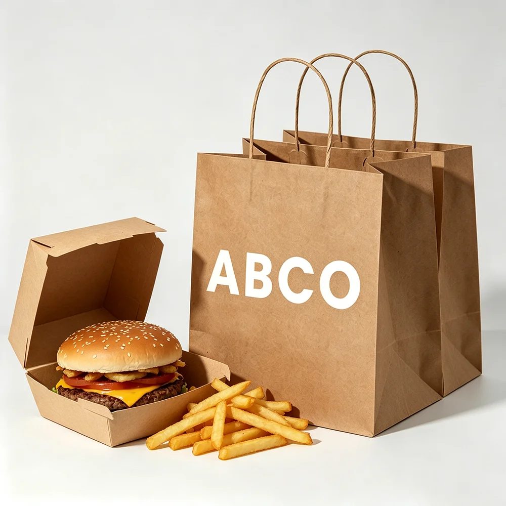 Personnalisé Recycled Kraft Brown Papier Carry Bread Bakery Packing Blanc
