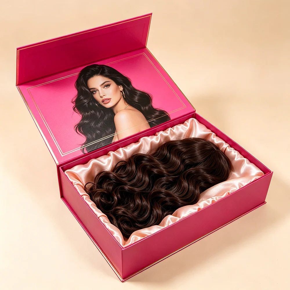 Individuell Matte Rosa Wig Eyelash Verpackungsbox
