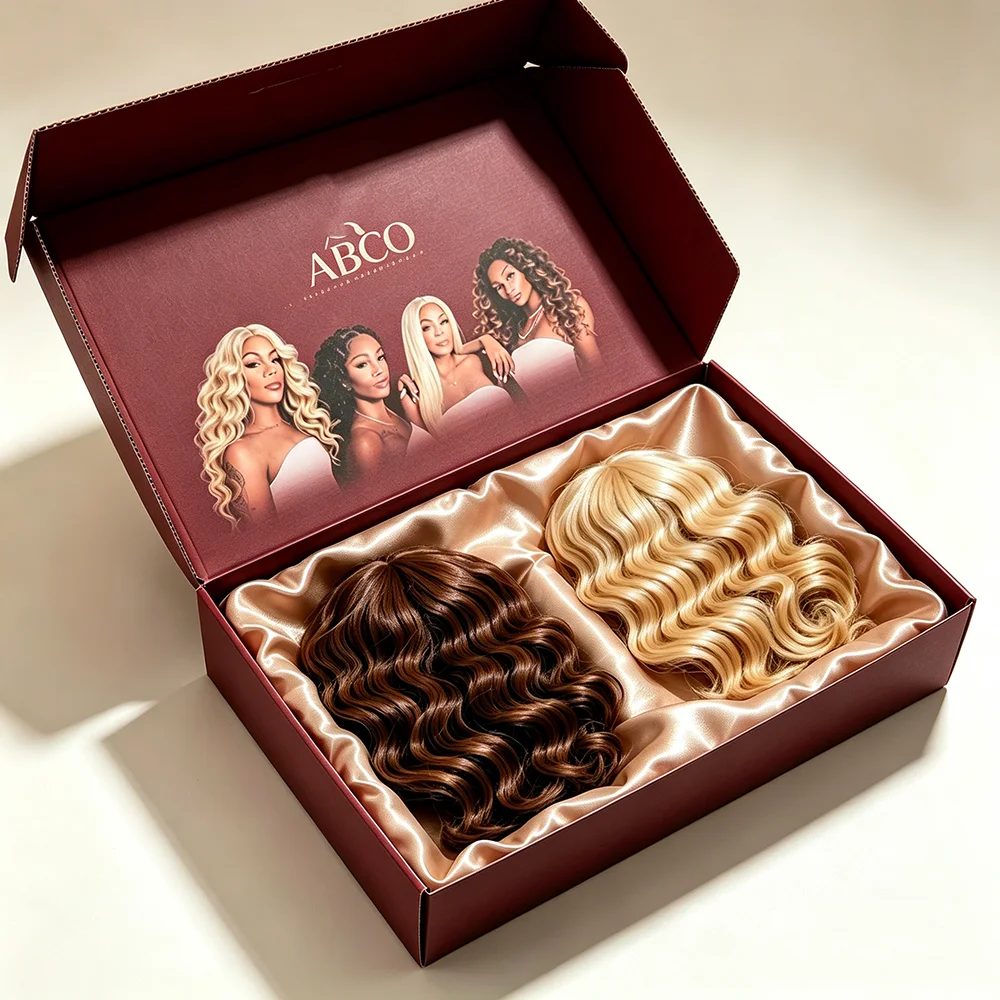Individuell Wig Box With Griffe Embossing Four Color Printing Kraft