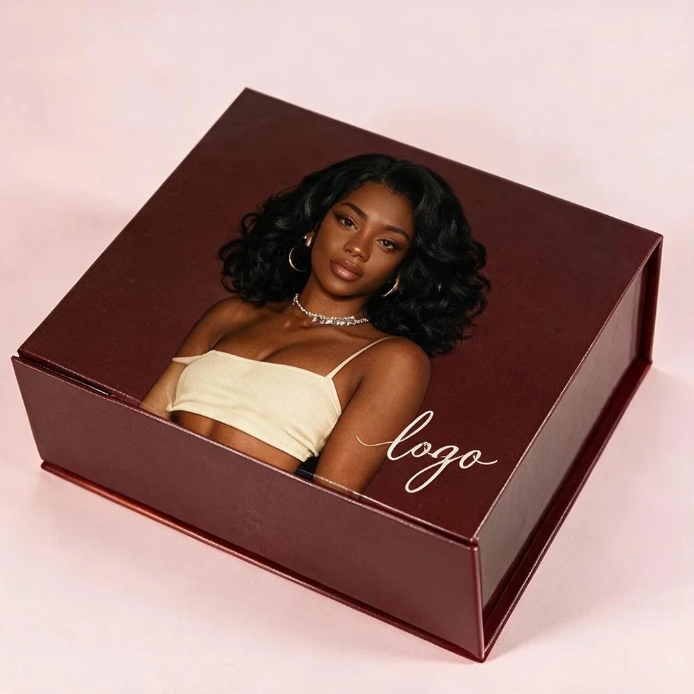 Recycled Materials Luxus Hair Bundles Wig Boxes Logo nach Maß Verpackung