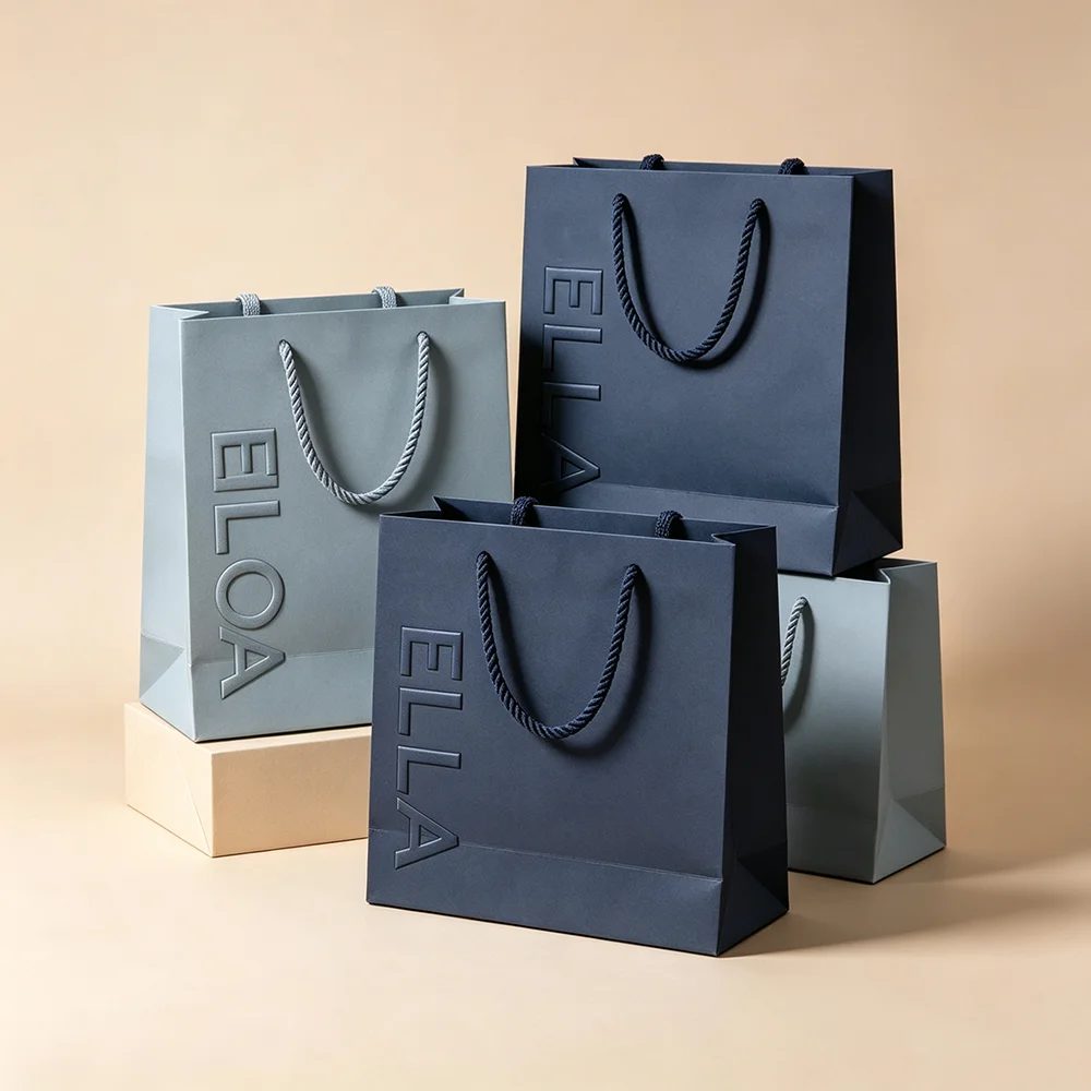 Luxe Recycled Papier Poignées Ruban Cadeau Bags