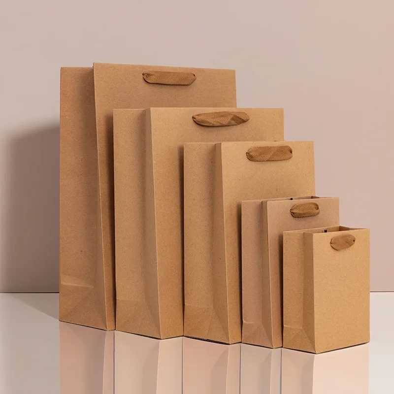 Individuell Kraft Papier Geschenk Bags Falt Shopping Pouches Verpackung