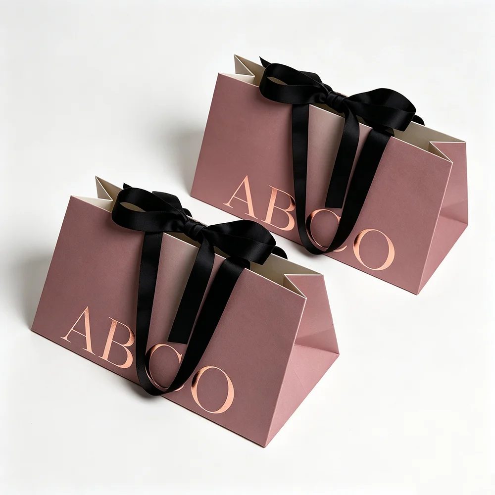 Recycled Luxus Cream Rosa Kraft Papier Einkaufstasche
