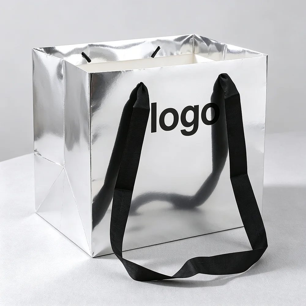 Personnalisé Luxe Argenté Kraft Sac en Papier