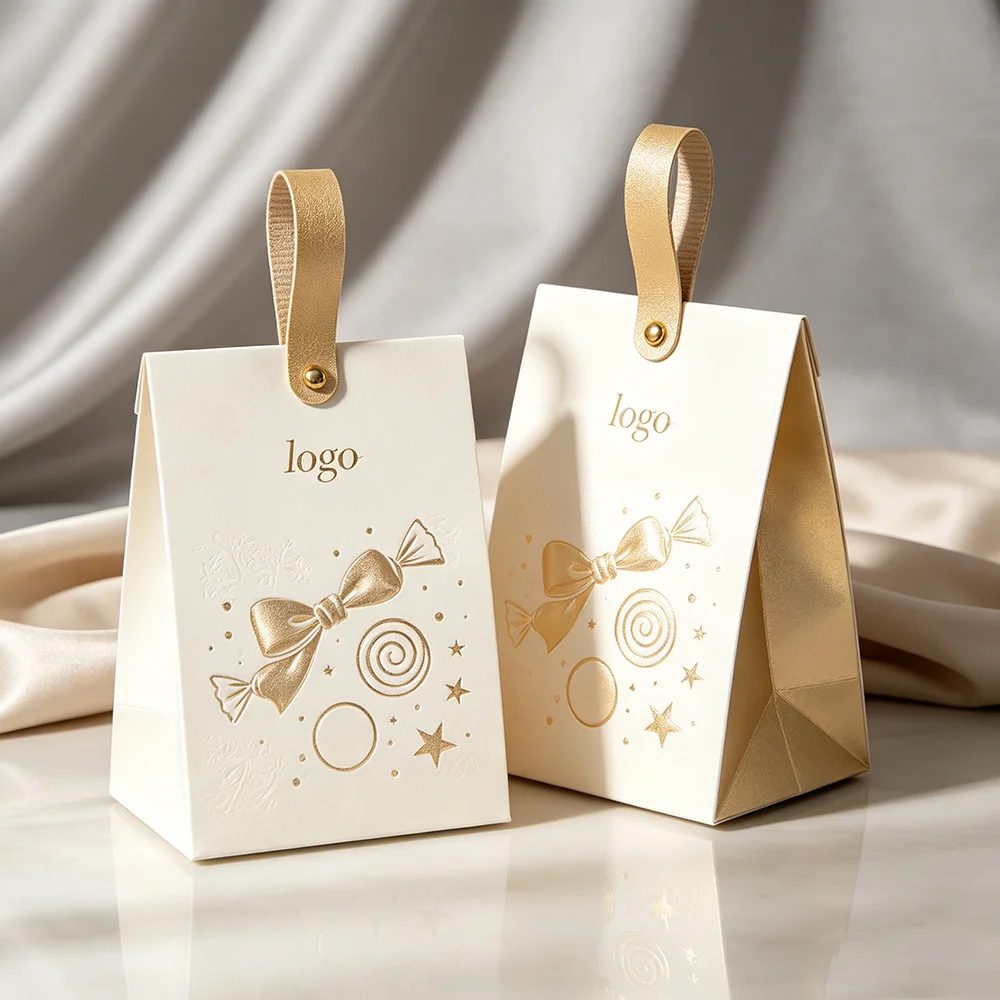 Embossed Logo Beige Individuell Candy Papier Starr Geschenkbox