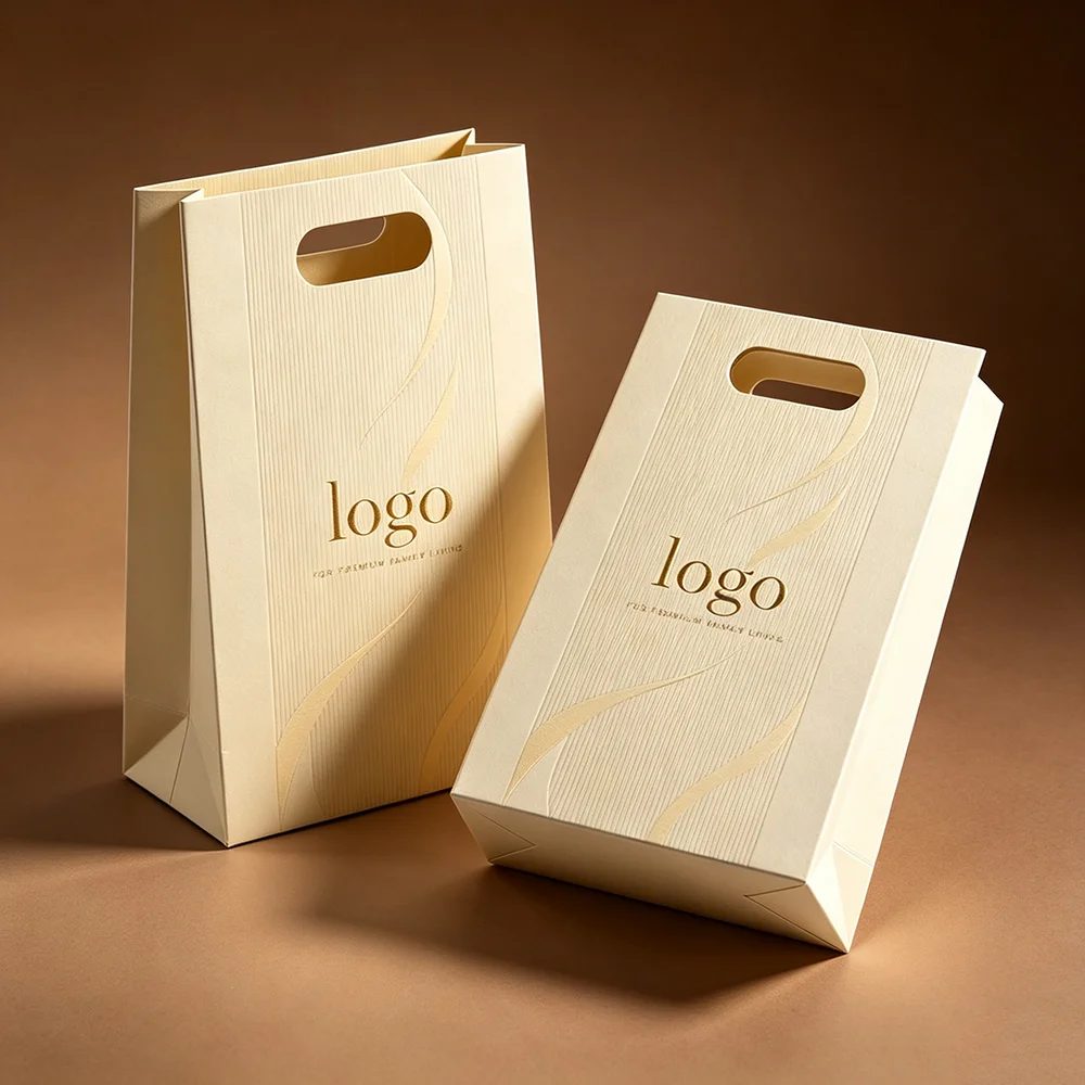 Personnalisé Blanc Kraft Papier Cadeau Papier Sac Shopping