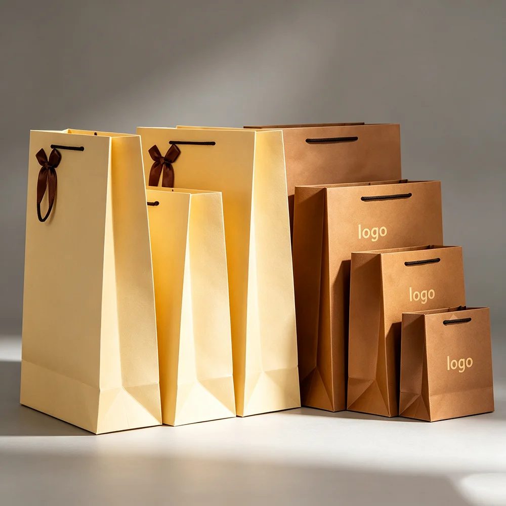 Personnalisé Luxe Blanc And Noir Kraft Papier Cadeau Bags